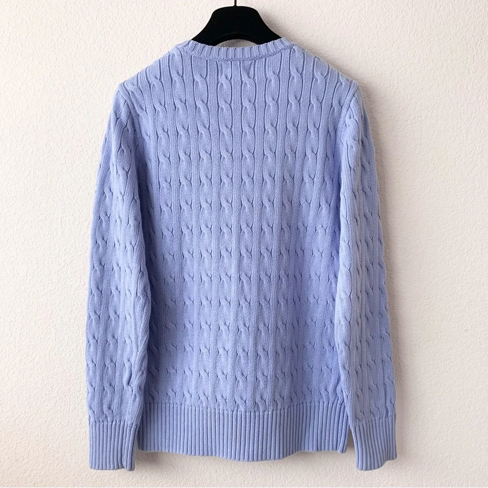 Ralph Lauren periwinkle cable knit cotton pullover sweater